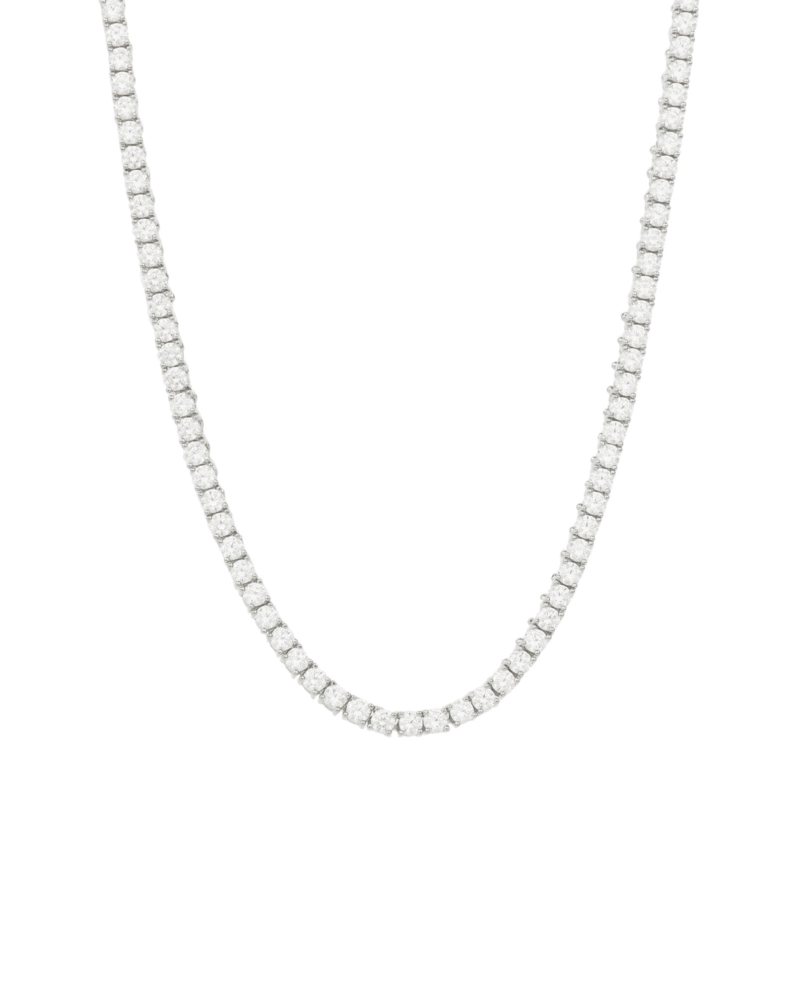 Tennis CZ Necklace | 3mm Silver Plated, Cubic Zirconia