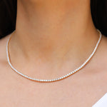Tennis CZ Necklace | 3mm Gold Plated, Cubic Zirconia