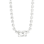 Emerald & Round Cut Crystal Necklace Silver Plated, White Crystal