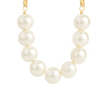 1/2 Chain Jumbo Pearl Necklace Gold Plated, White Pearl