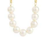 1/2 Chain Jumbo Pearl Necklace Gold Plated, White Pearl