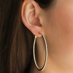 Double Vision Hoops | 60mm Gold Plated, White Crystal