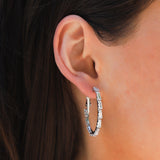 Baguette CZ Hoops Silver Plated, Cubic Zirconia