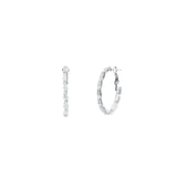 Baguette CZ Hoops Silver Plated, Cubic Zirconia