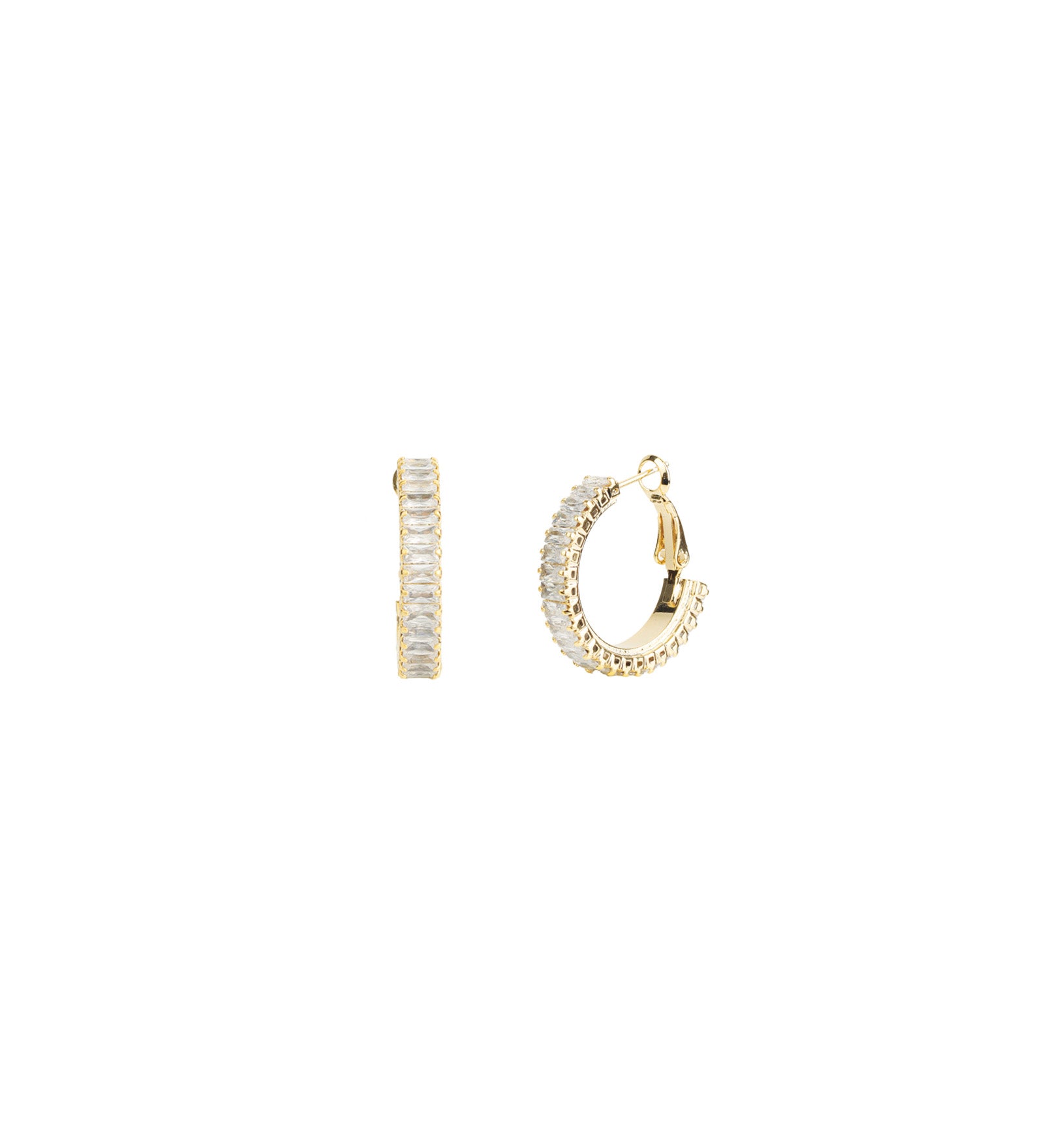 Baguette CZ Hoops | 25mm Gold Plated, Cubic Zirconia