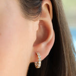 Pavé Huggies | 15mm Gold Plated, White Crystal