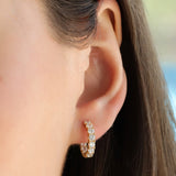 Pavé Huggies | 15mm Gold Plated, White Crystal