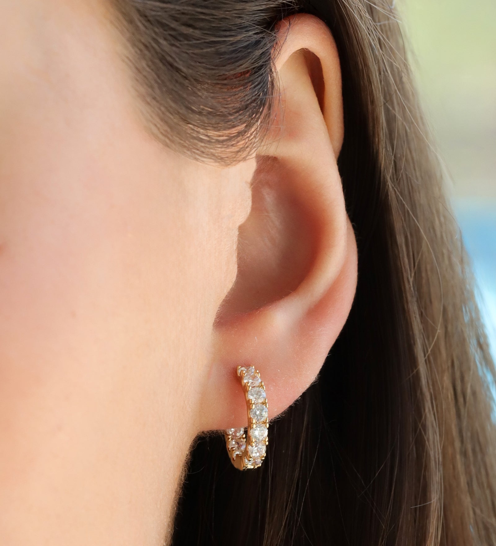 Pavé Huggies | 15mm Gold Plated, White Crystal