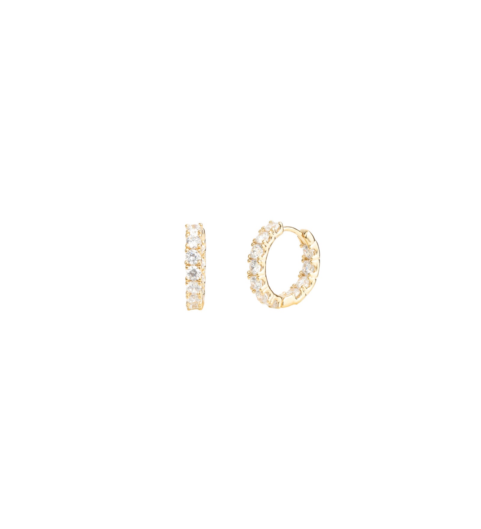 Pavé Huggies | 15mm Gold Plated, White Crystal
