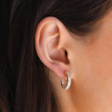 Baguette CZ Hoops | 17mm Gold Plated, Cubic Zirconia