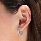 Baguette CZ Hoops | 17mm Silver Plated, Cubic Zirconia