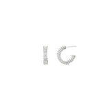 Baguette CZ Hoops | 17mm Silver Plated, Cubic Zirconia