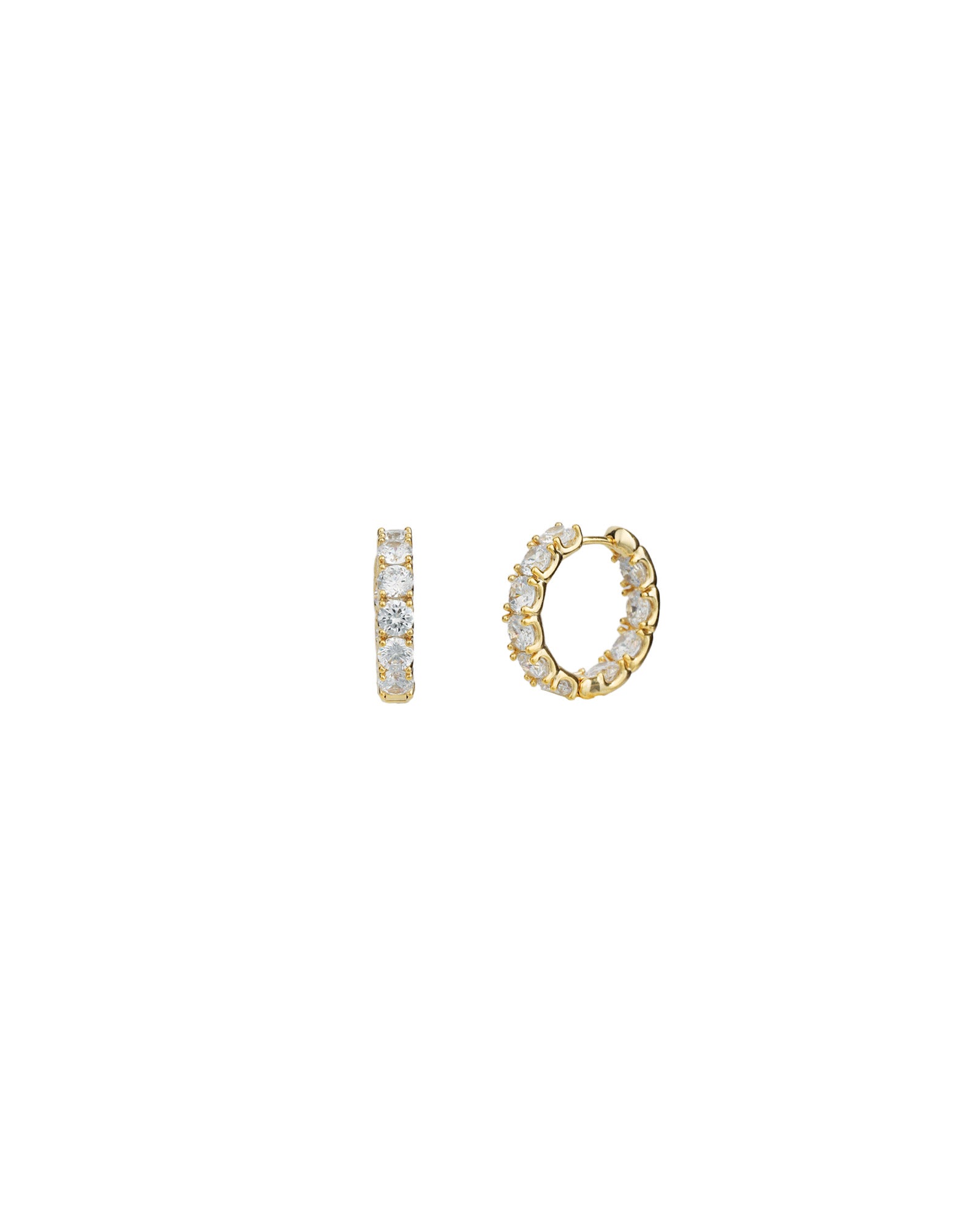 Double Vision CZ Huggie | 20mm Gold Plated, Cubic Zirconia