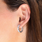 Double Vision CZ Huggie | 20mm Silver Plated, Cubic Zirconia