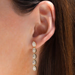 Teardrop Halo CZ Strand Drop Earrings Gold Plated, Cubic Zirconia