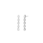 Teardrop Halo CZ Strand Drop Earrings Silver Plated, Cubic Zirconia