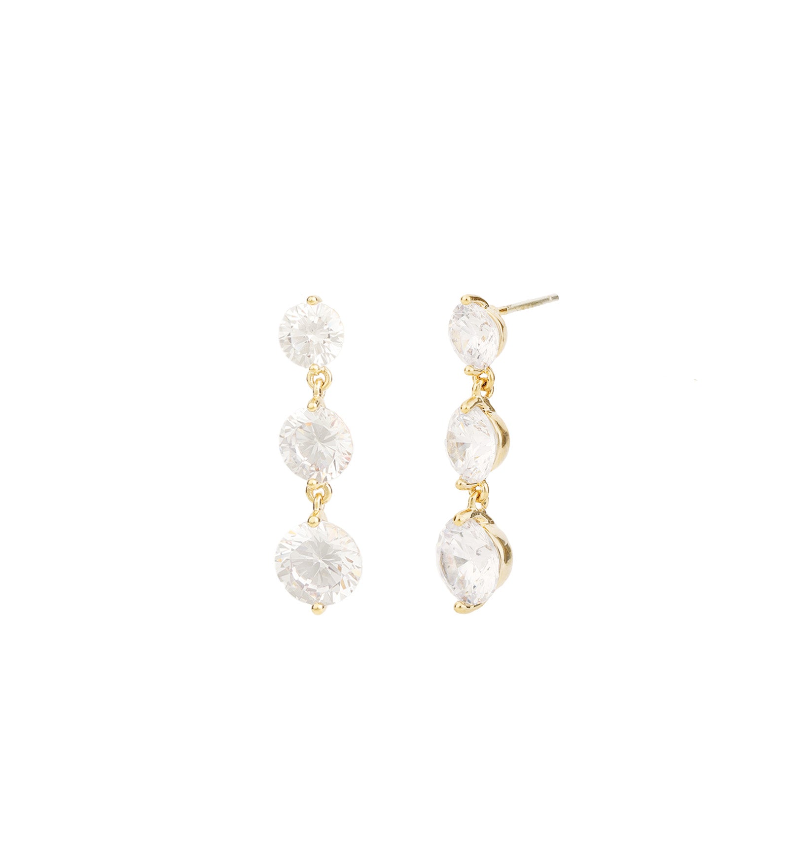 Gradual Trio Crystal Earrings Gold Plated, White Crystal