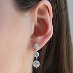 Gradual Trio Crystal Earrings Silver Plated, White Crystal