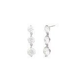 Gradual Trio Crystal Earrings Silver Plated, White Crystal
