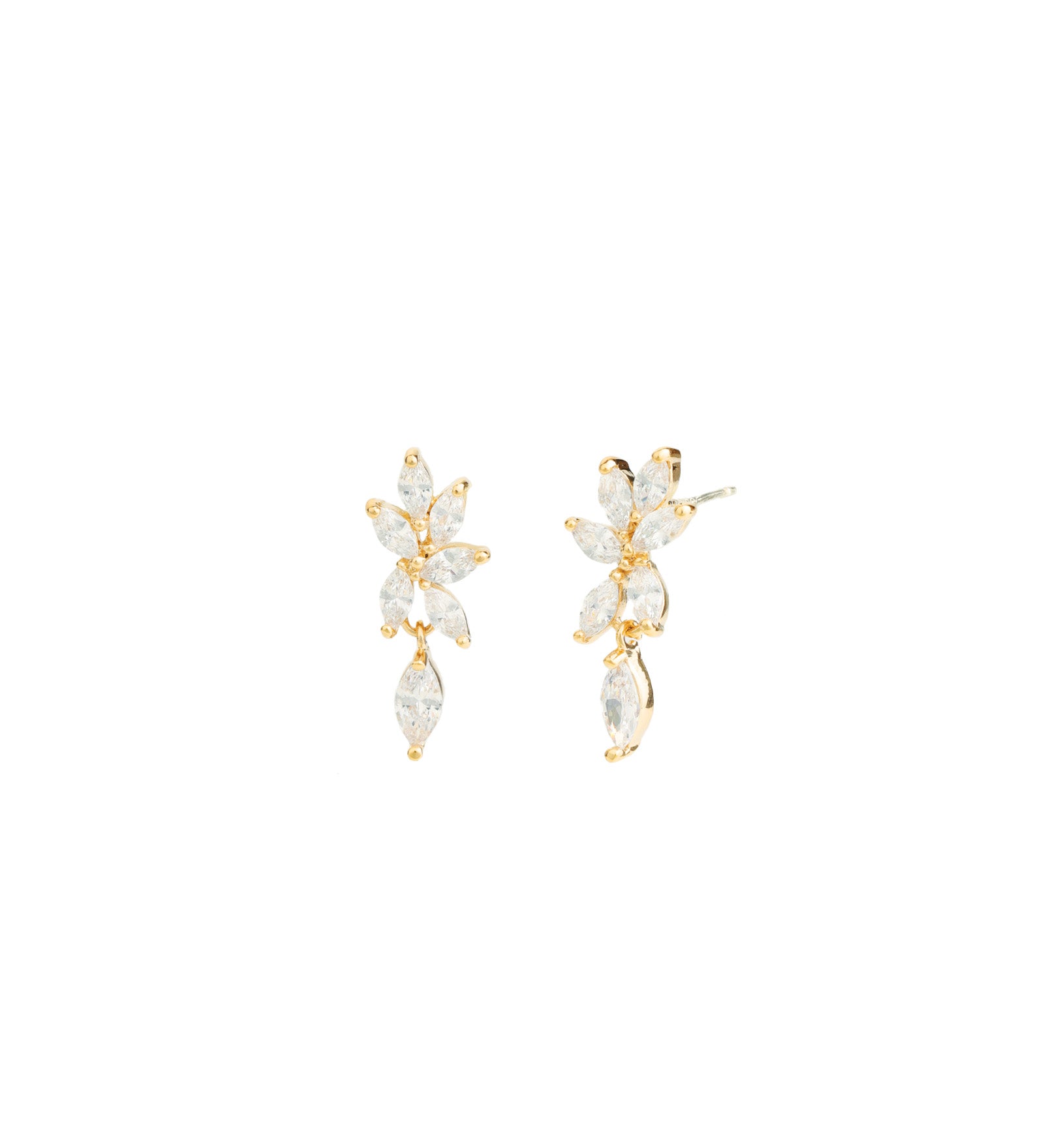 Multi Marquise Drop Earrings Gold Plated, White Crystal