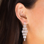 Marquise CZ Chandelier Earrings Gold Plated, White Crystal