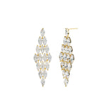 Marquise CZ Chandelier Earrings Gold Plated, White Crystal