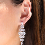 Marquise CZ Chandelier Earrings Silver Plated, White Crystal