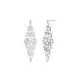 Marquise CZ Chandelier Earrings Silver Plated, White Crystal