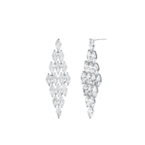 Marquise CZ Chandelier Earrings Silver Plated, White Crystal