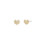 Pavé Heart Studs Gold Plated, White Crystal