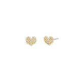Pavé Heart Studs Gold Plated, White Crystal