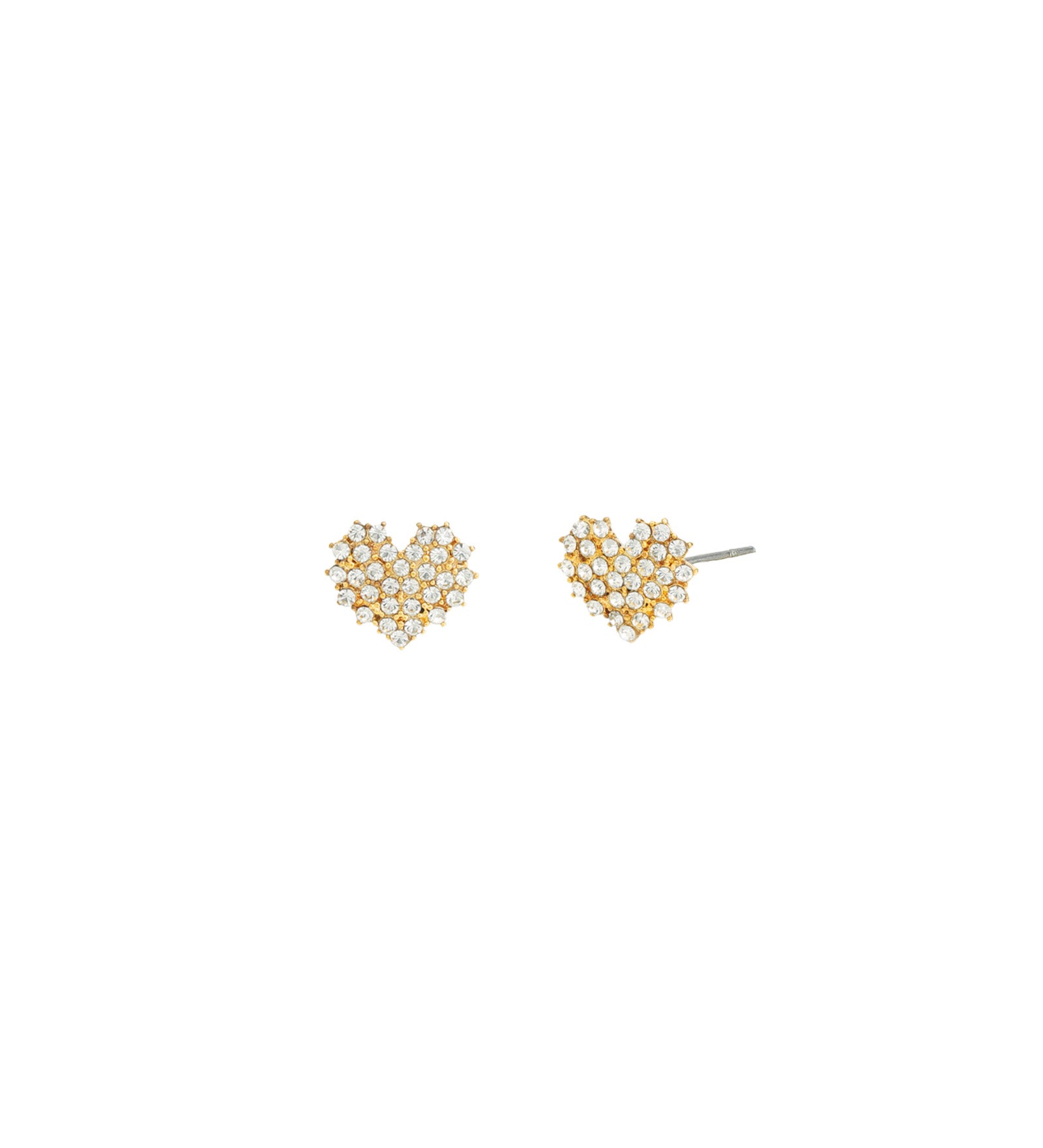 Pavé Heart Studs Gold Plated, White Crystal