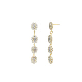 Crystal Halo Flower Drop Earrings Gold Plated, White Crystal, Cubic Zirconia