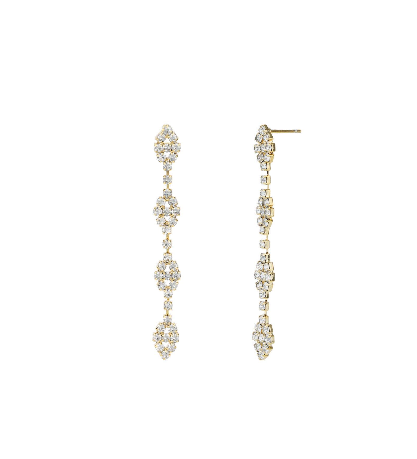 Crystal Marquise Cluster Drop Earrings Gold Plated, White Crystal