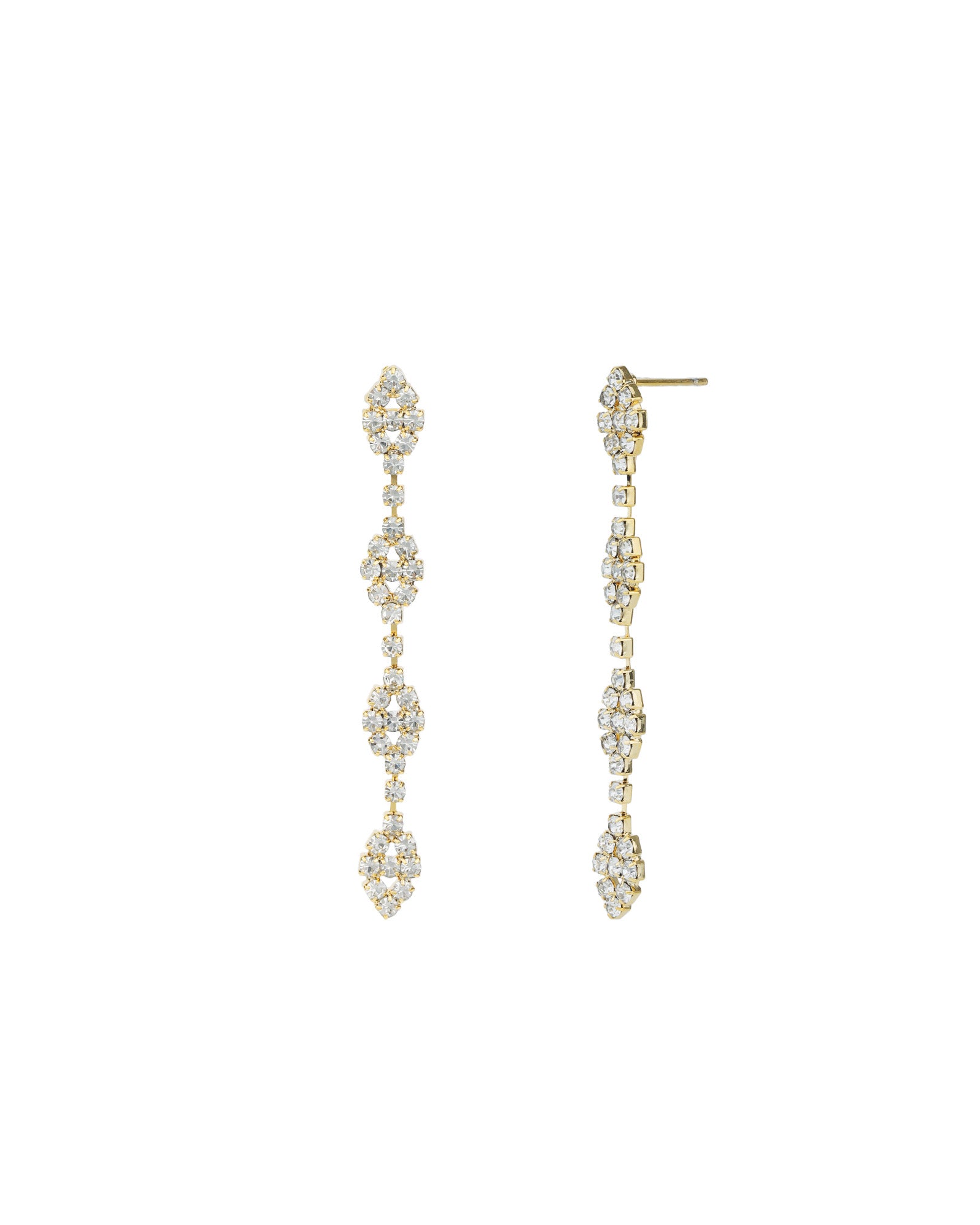 Crystal Marquise Cluster Drop Earrings Gold Plated, White Crystal