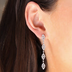 Crystal Marquise Cluster Drop Earrings Silver Plated, White Crystal