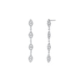 Crystal Marquise Cluster Drop Earrings Silver Plated, White Crystal
