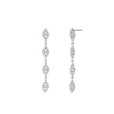 Crystal Marquise Cluster Drop Earrings Silver Plated, White Crystal