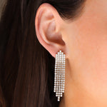 Crystal Waterfall Earrings Gold Plated, White Crystal