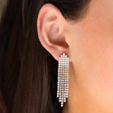 Crystal Waterfall Earrings Gold Plated, White Crystal