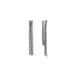 Crystal Fringe Convertible Front Back Earrings Gunmetal Plated, White Crystal