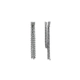 Crystal Fringe Convertible Front Back Earrings Gunmetal Plated, White Crystal