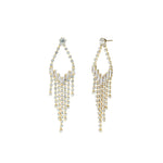 Open Teardrop Crystal Fringe Drop Earrings Gold Plated, White Crystal