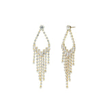 Open Teardrop Crystal Fringe Drop Earrings Gold Plated, White Crystal