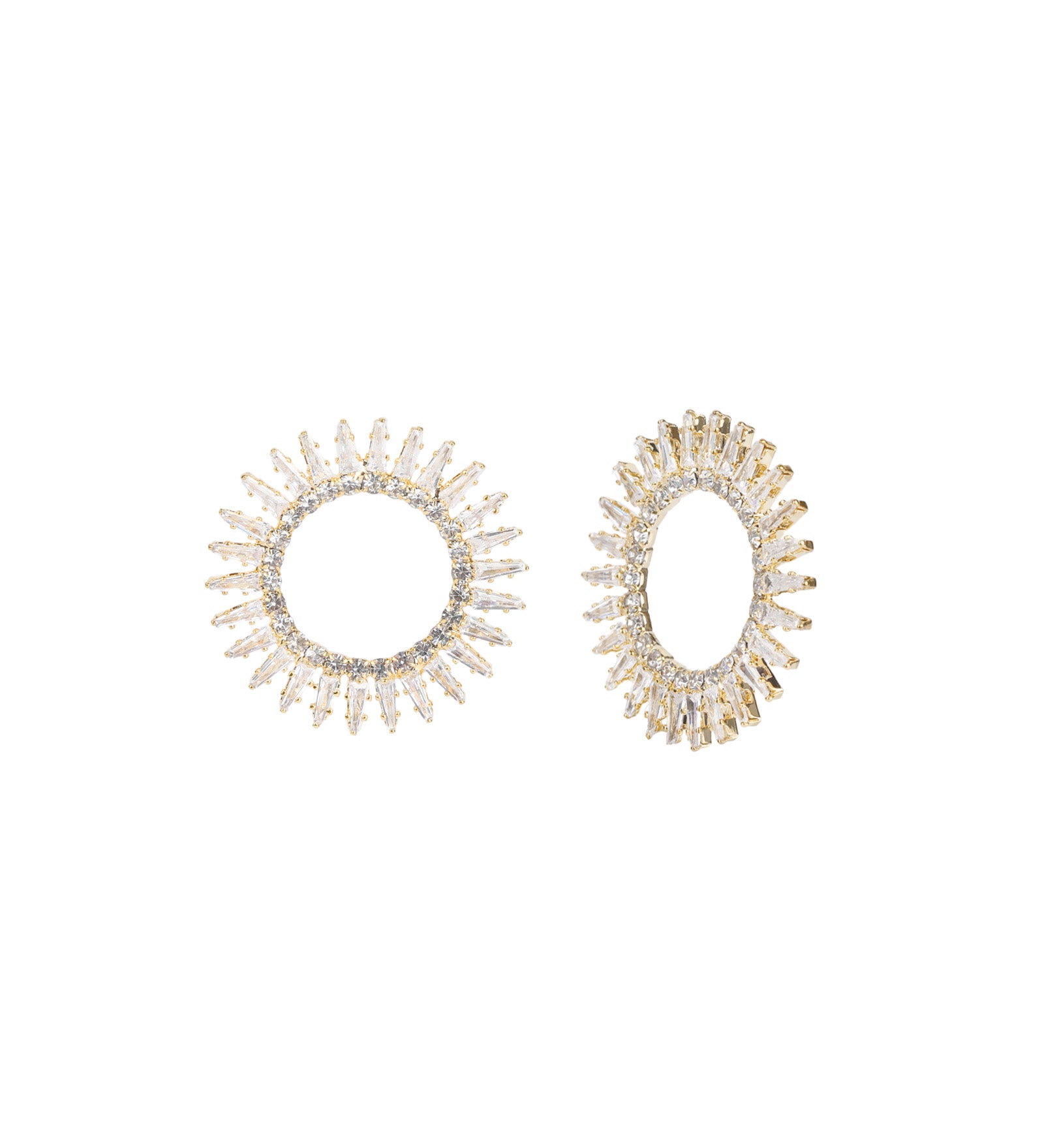 Open Starburst Crystal Earrings Gold Plated, Cubic Zirconia