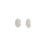 Pavé Oval Studs Silver Plated, White Crystal
