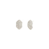 Pavé Oval Studs Silver Plated, White Crystal