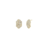 Weekend Ritual-Pavé Oval Studs-Earrings-Gold Plated, White Crystal-Blue Ruby Jewellery-Vancouver Canada