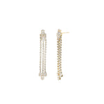 3 Strand Crystal Drop Earrings Gold Plated, White Crystal