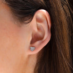 Baguette CZ Heart Studs Silver Plated, Cubic Zirconia